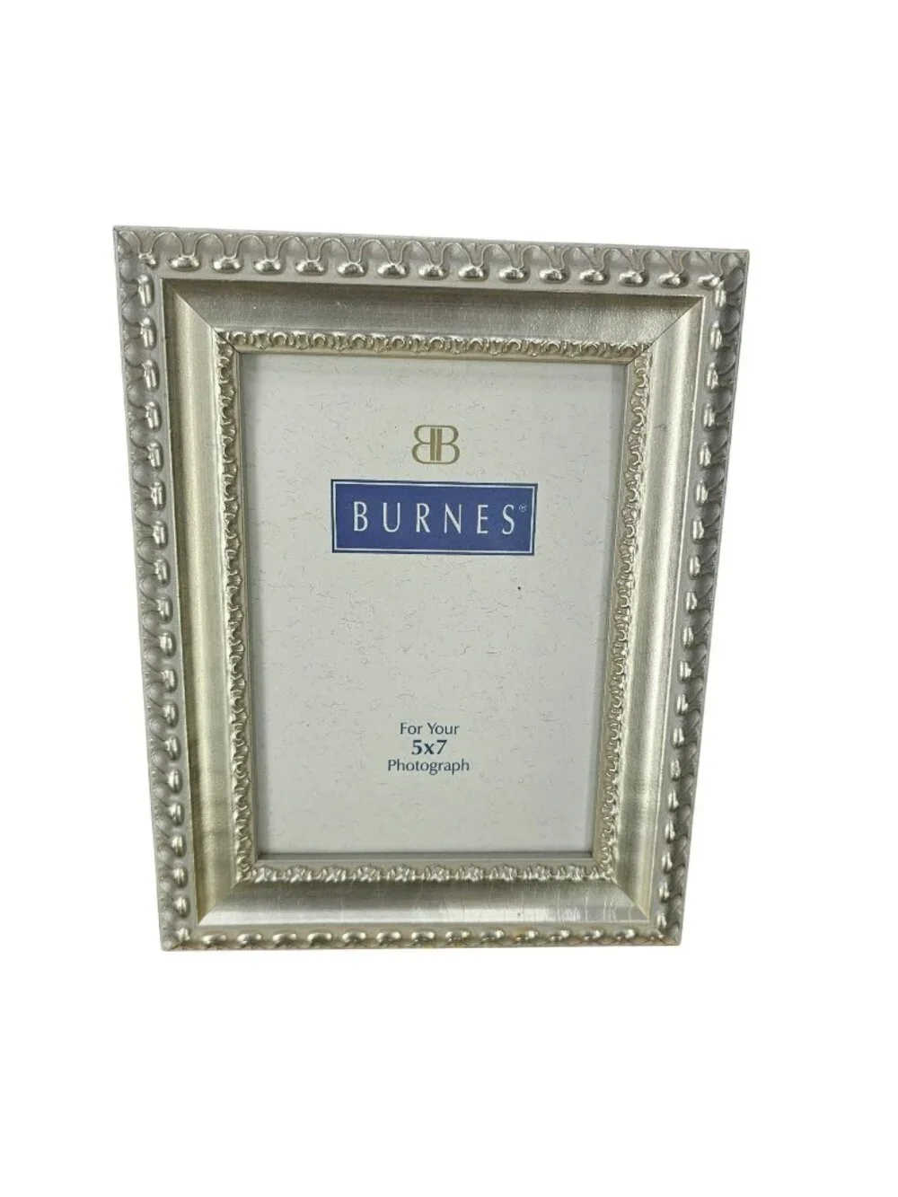 Burnes Silver 5x7 Ornate Photo Frame With Beaded Design And Easel Back